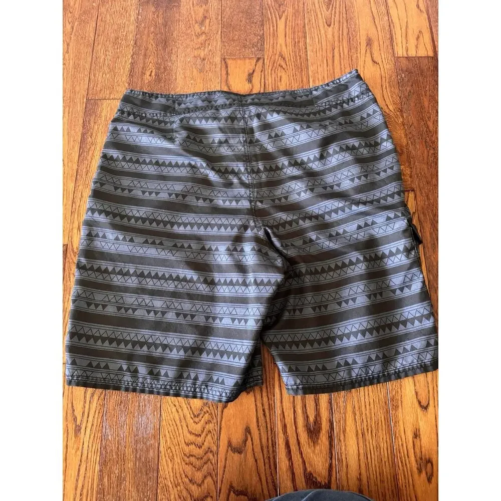 American Eagle Board Shorts‎ Mens XL Geometric Black Blue Swim Trunks Surfing